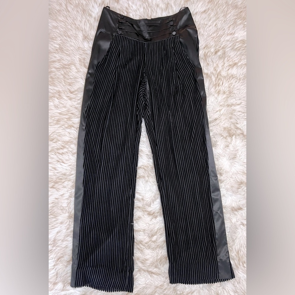 Alexander Wang Womens Velvet Striped High-Rise Tuxedo Trousers Black